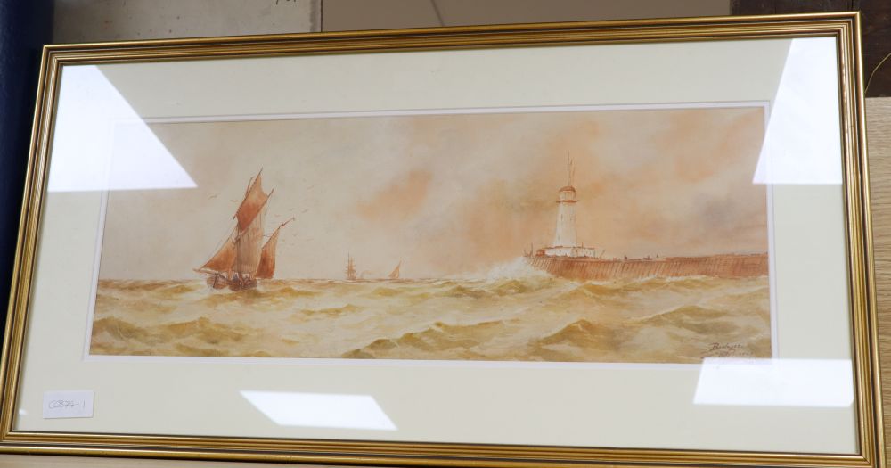 William Henry Pearson, watercolour, Boulogne, signed, 23 x 62cm